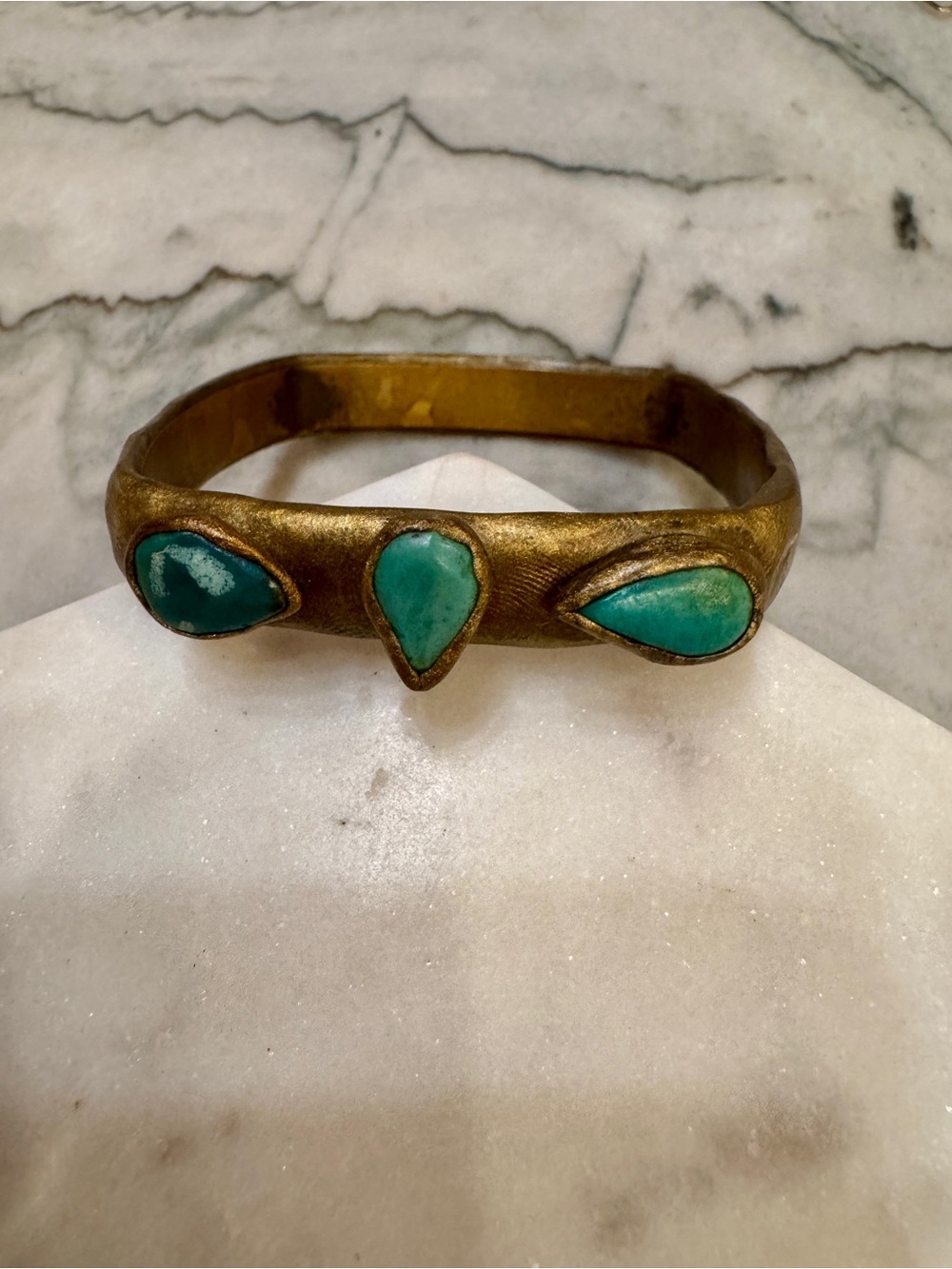 Free People Gold-Tone Cuff Bracelet with Turquoise Teardrop Stones